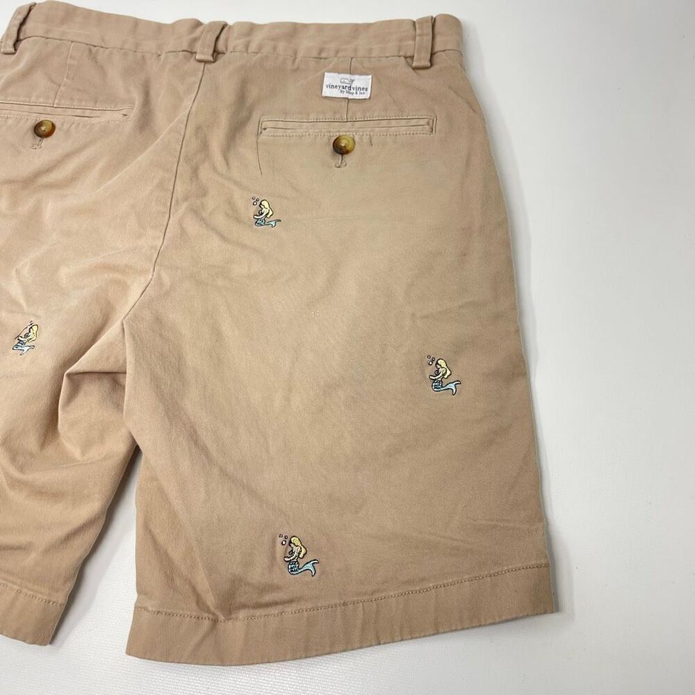 Vineyard Vines Khaki 9” Mermaid Embroidered Breaker Shorts Men Big Boys Size 28 - Picture 5 of 12